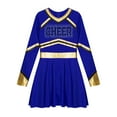thumbnail image 3 of TiaoBug Girls Kids Diamond Long Sleeve Dance Dresses Cheer Leader Cheerleading Team Uniform Dress Up Blue 8, 3 of 7