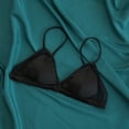 thumbnail image 5 of Stretchy Thin No Underwire Bra With Pads Soft Silk French Underwear, L, Black, 5 of 5