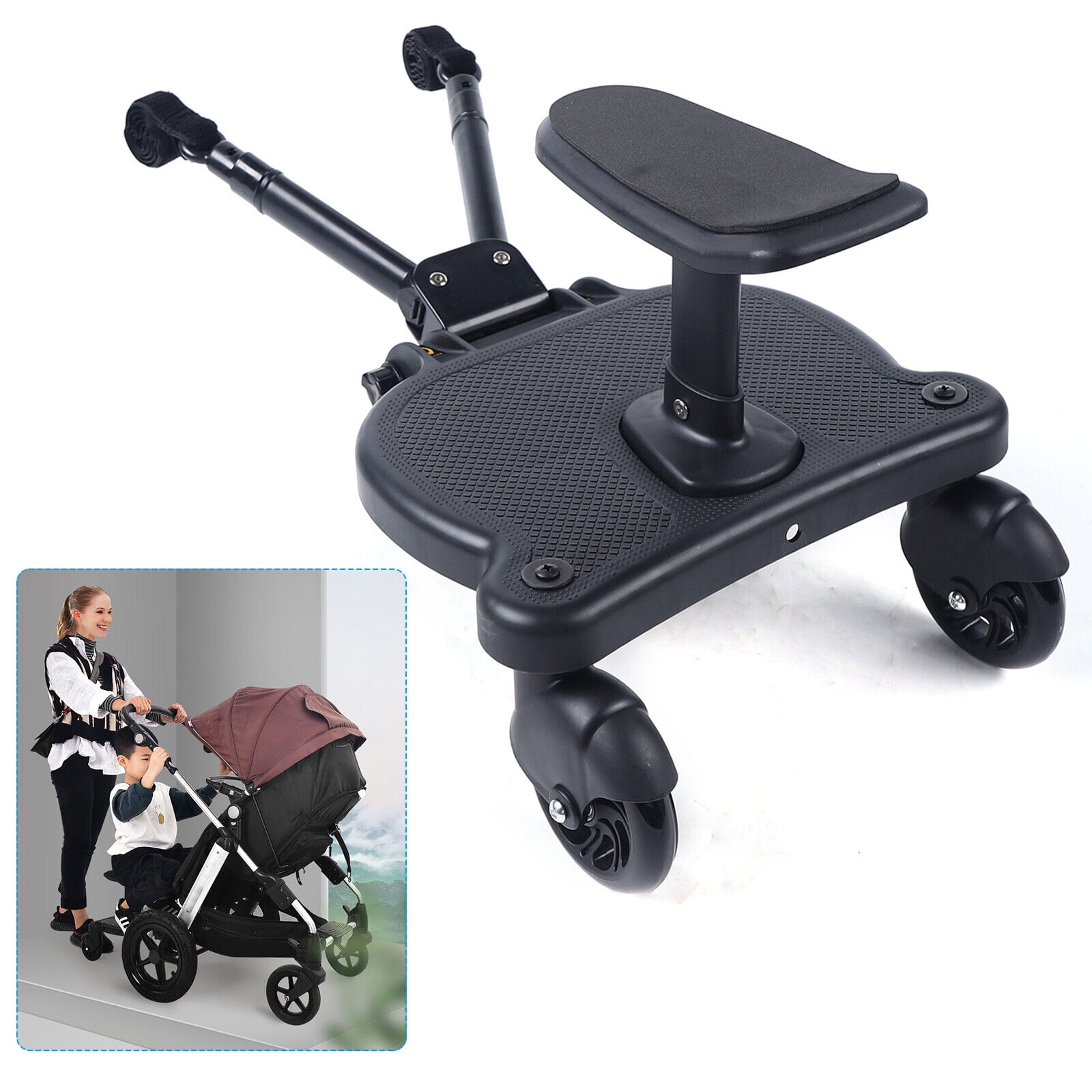 enkel Trillen Omleiden Universal Stroller Board 2 In 1 Stroller Ride Board Buggy Wheeled Board  Seat Pedal Buggy Board with Seat Auxiliary Pedal Adapter Pushchair  Connector Anti-Slip 25kg Eco-friendly PP - Walmart.com