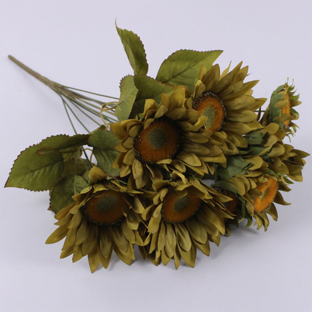 Yannee 13 Heads Blue Sunflowers Artificial Flowers, Fake Silk Sunflower  with Stem Vintage Fall Sunflower Decor for Garden Home Wedding Party  Birthday