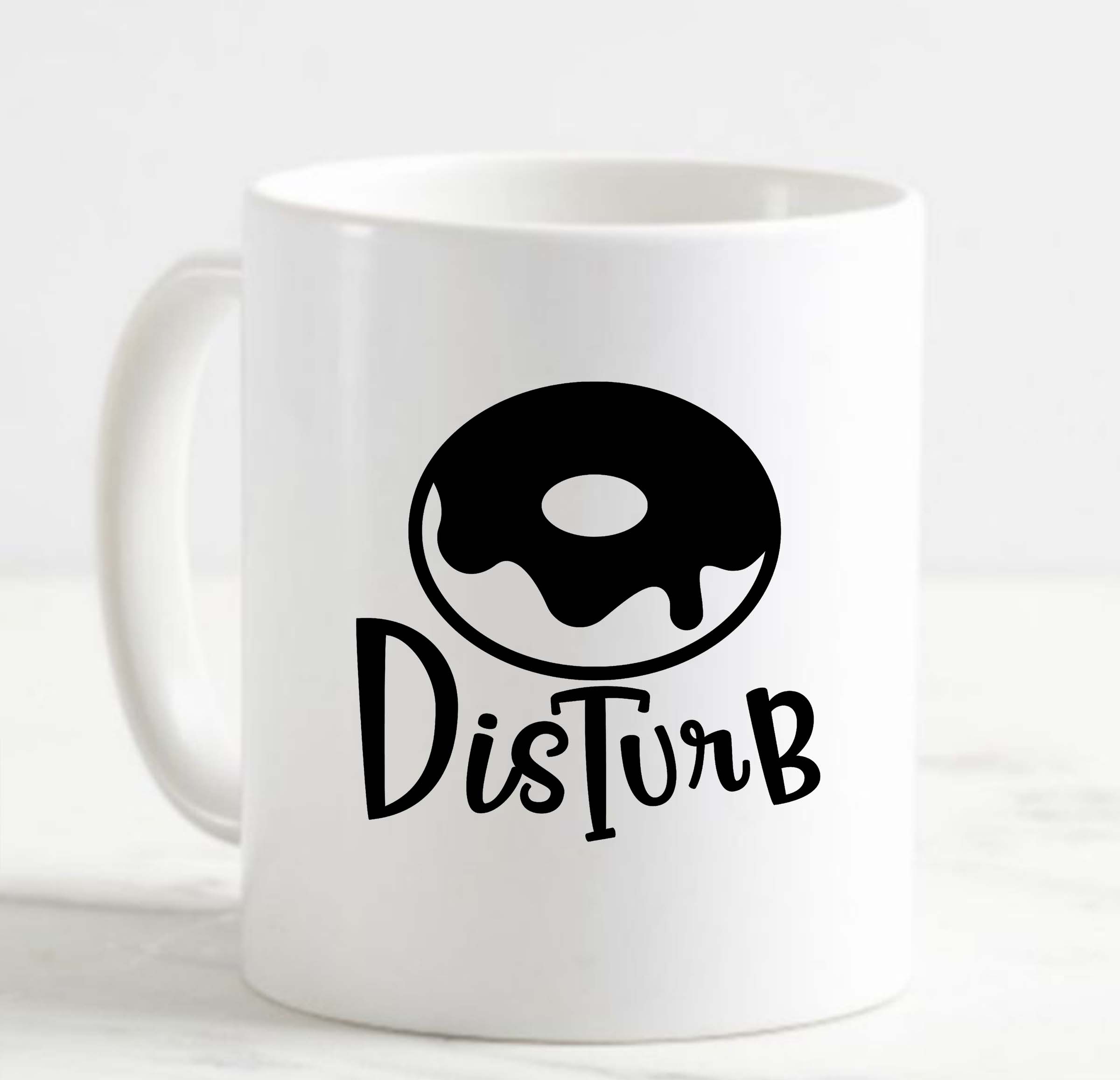 Coffee Mug Donut Disturb Funny Pun Sweets Food Leave Me Alone White Cup
