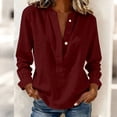 thumbnail image 2 of yillto Women's Cotton Linen Tops Summer Fashion V Neck Blouse Button up Loose Beach Vacation Outfits, 2 of 5