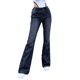 thumbnail image 3 of SAYOO Pantalones de campana de denim femenino con hebilla de cinturón y cintura alta retro SAYOO  moda, 3 of 10