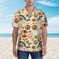 thumbnail image 2 of Pofeuu 70s Hippie Style Print Hawaiian Shirt for Men Sleeves Casual Button Down Summer Beach Dress Shirts T-Shirts,Large, 2 of 7