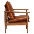thumbnail image 3 of vidaXL Solid Wood Acacia Armchair Real Leather Seat Furniture Black/Brown, 3 of 12