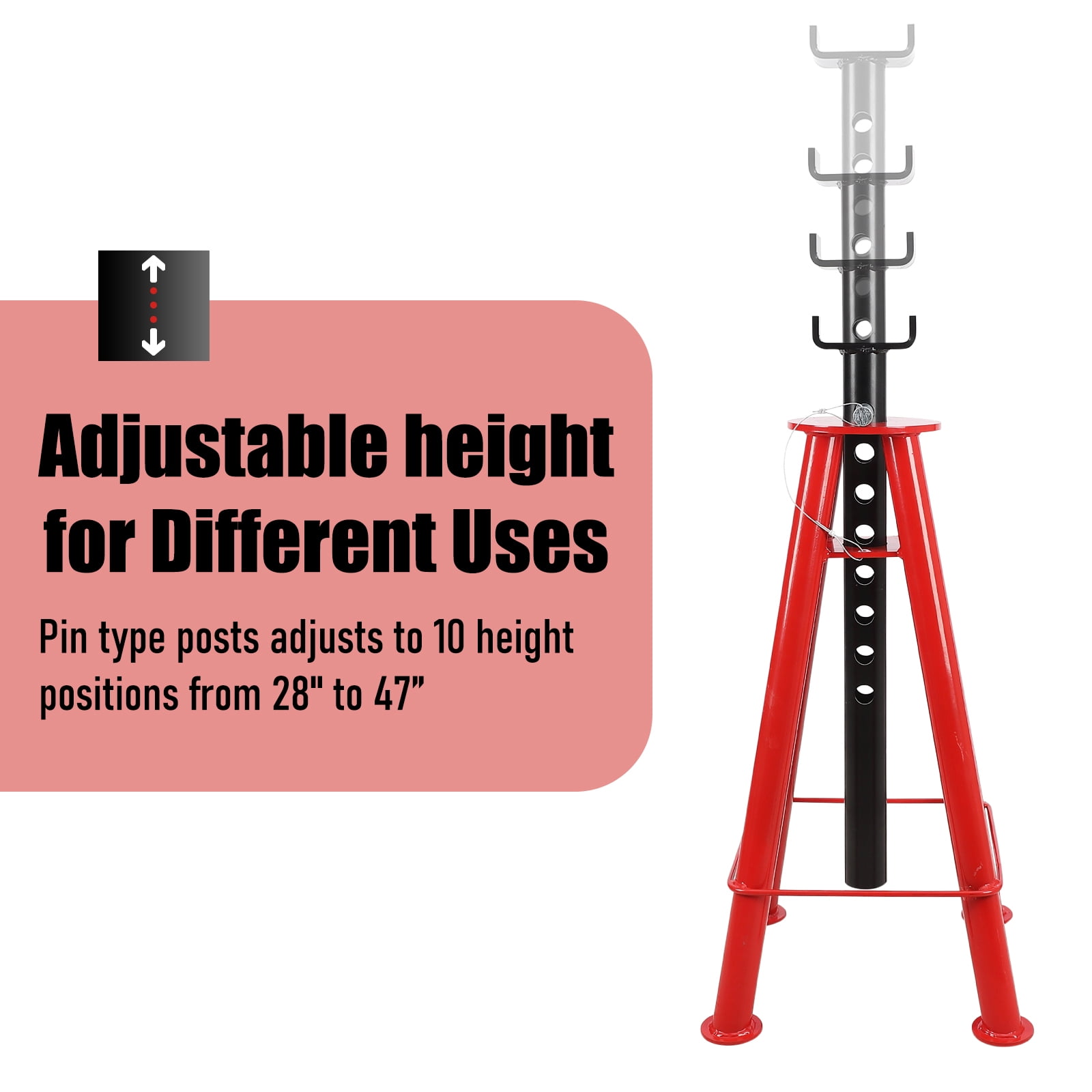 Amkui Pipe Stand, Height Adjustable, Portable Jack Stand with Folding Legs, Steel Multi-Purpose Jack for Pipe Cutting/ Welding Projects in Automotive Manufacturing/ Construction Projects, 1/2 Set