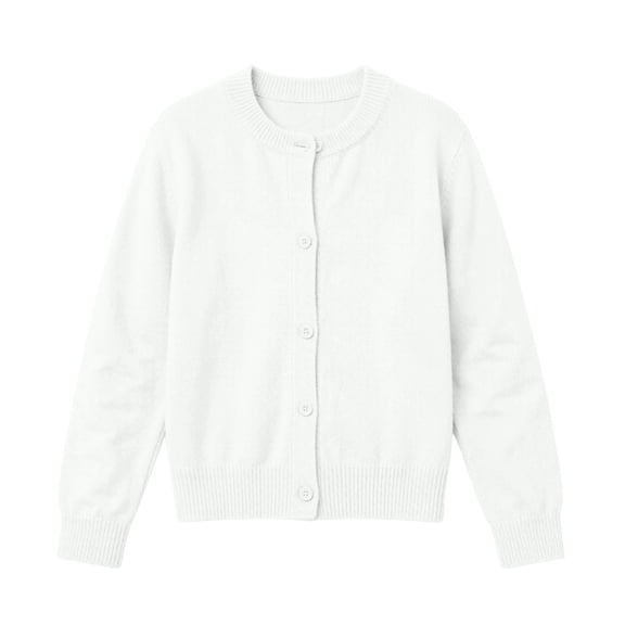 Khunlpohl Kid's Long Sleeve Cardigans Knitted Button down Round Neck Sweaters Solid Color Fashion Casual Tops for 1-11 Years