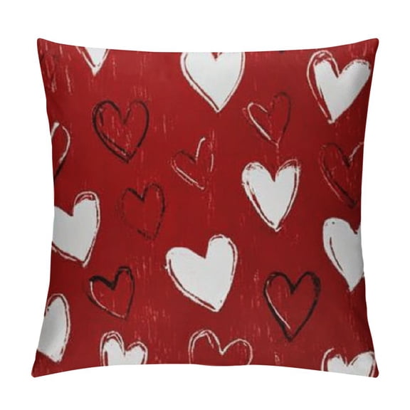 PRATYUS Waterproof Outdoor Valentines Day Pillow Covers White Red Love Heart Holiday Throw Pillow Cases Romantic Valentine Farmhouse Decorations Cushion Cover Double Sided 12x12in
