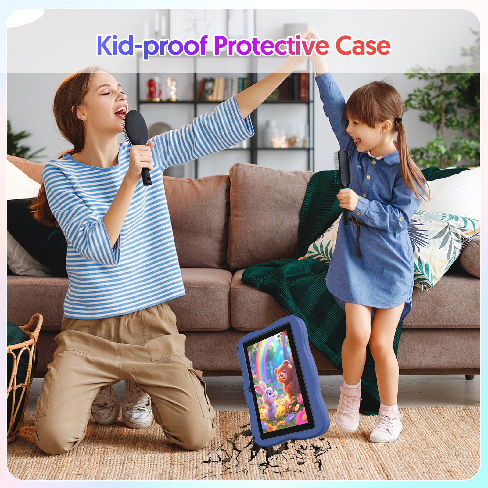 Kids Tablet, 7 inch Android 13 Tablet, Quad Core CPU, 4GB(2G+2G)RAM+32GB ROM, 1024 x 600 IPS, WiFi, Bluetooth, Blue