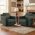thumbnail image 3 of COOLHUT Swivel Accent Chair, Linen Fabric Modern Upholstered Armchair with Plump Back Pillow, Comfort Barrel Reading Chair for Living Room Bedroom, Green, 3 of 11