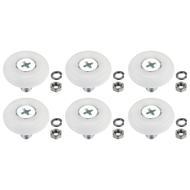 Uxcell 25mm Drawer Rollers, Nylon Positioning Pulleys with Spring Washer and Nut, White 6 Set