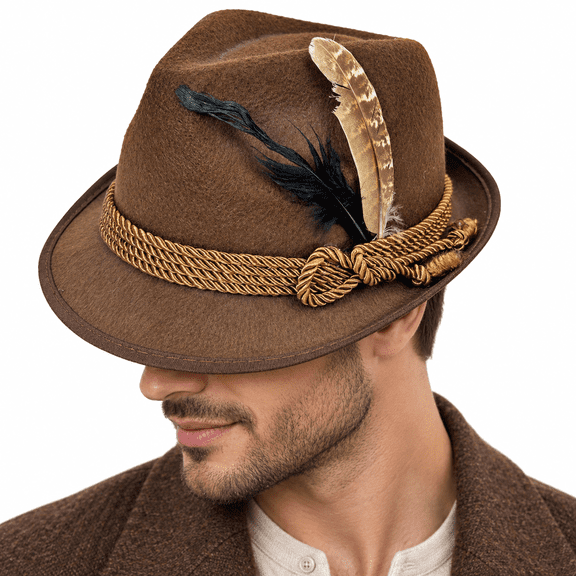 CAZOFW Men's Bavarian Oktoberfest Hat, Traditional German Costume Hat for Beer Festivals