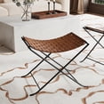 thumbnail image 2 of Butler Specialty Tabouret en Cuir Tissé Marron, 2 of 9