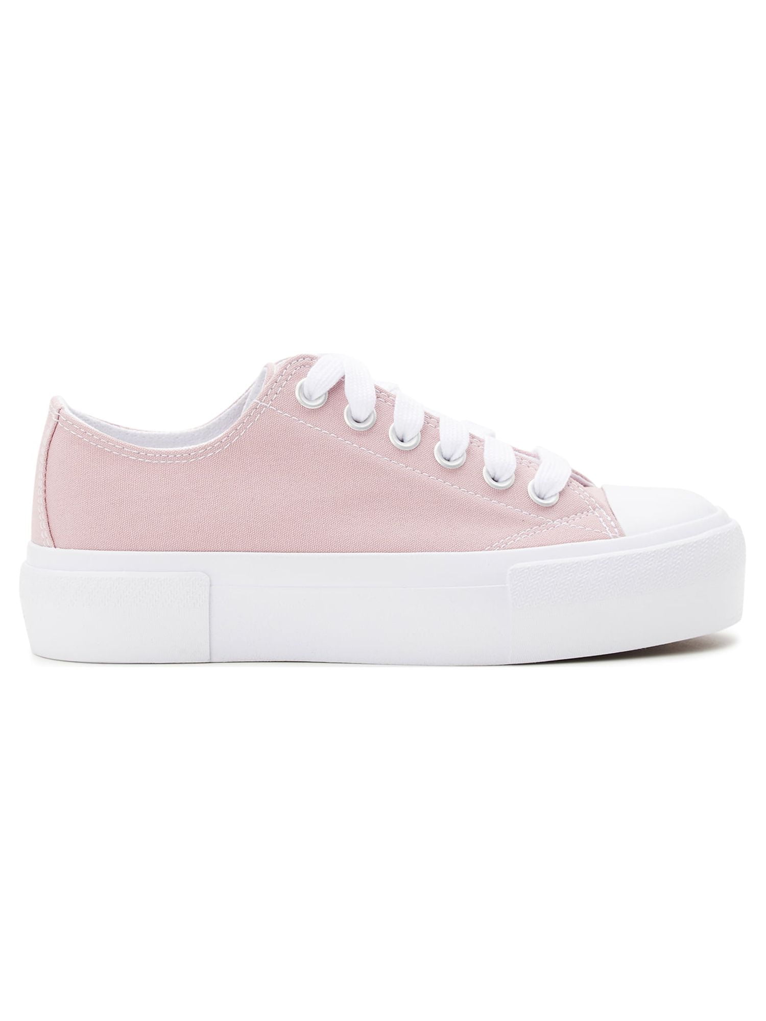 No Boundaries Women's Platform Lace Up Canvas Sneakers