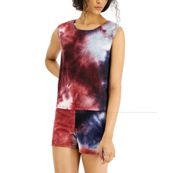 Jenni Womens Printed Tie-Dyed Tank Top & Shorts Sleep Set