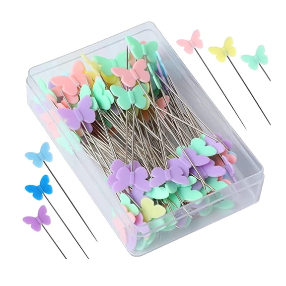 100 Pcs Metal Flat Head Straight Pins Butterfly Head Sewing Pins Quilting Pins Colorful Craft Pins for DIY Projects