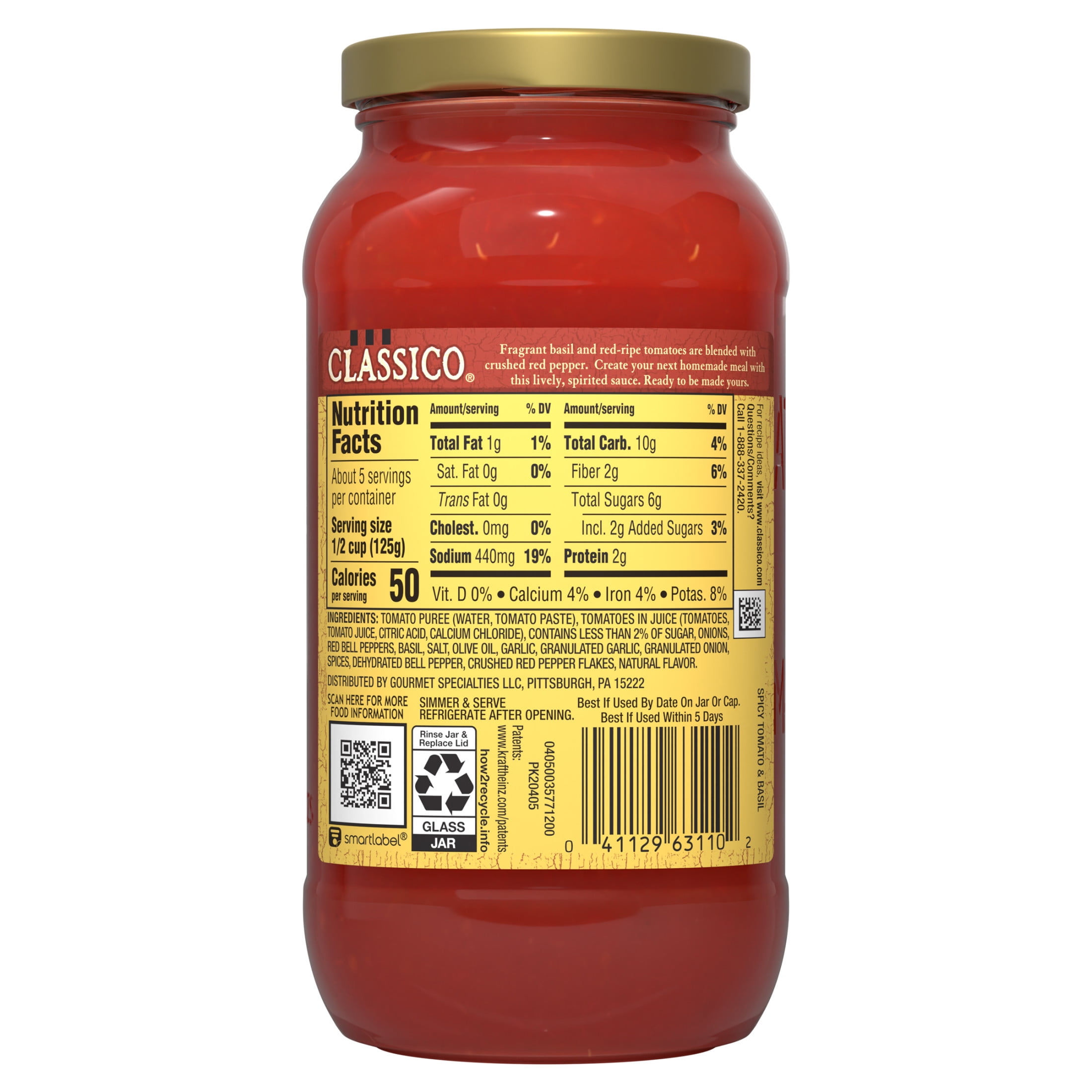 Classico Spicy Tomato & Basil Pasta Sauce, 24 oz Jar