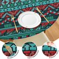 thumbnail image 4 of Turquoise Boho Tribal Triangles and Arrows Pattern Round Fitted Tablecloth with Elastic Edge,Dining Table Cover Waterproof,Outdoor Round Tablecloth for Camping,Dining,Indoor and Outdoor, 4 of 7