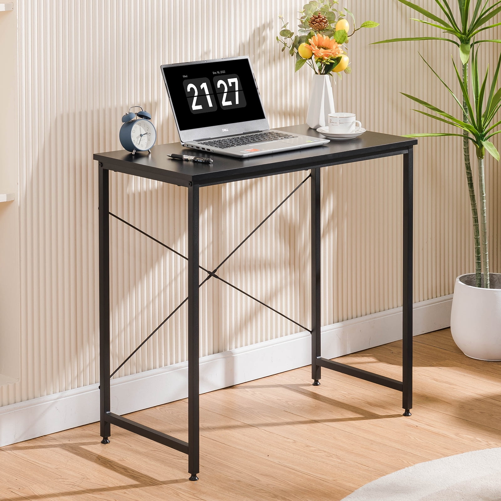 COMHOMA 32" Small Computer Desk, Modern Writing Desk with Metal Frame for Home Office & Study, Black