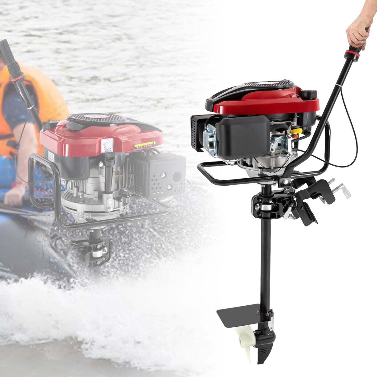 Hangkai 8 HP 4-Stroke Outboard Boat Motor with Air-Cooled TCI 196cc Gasoline