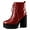 Red, variant on Unique Bargains Women's Platform Chunky High Heel Lace up Combat Boots Gold 7.5