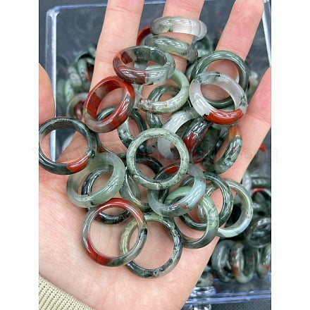 Natural Bloodstone Finger Rings Inner Diameter: 17~20mm