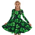 thumbnail image 4 of Robe à Manches Longues pour Filles, Robe Patineuse Évasée et Tournoyante, Robe Extensible pour Récital de Ballet, Robe de Fête à Col Rond pour Enfants, Tenue de Vacances et de Tous les Jours, 4 of 6
