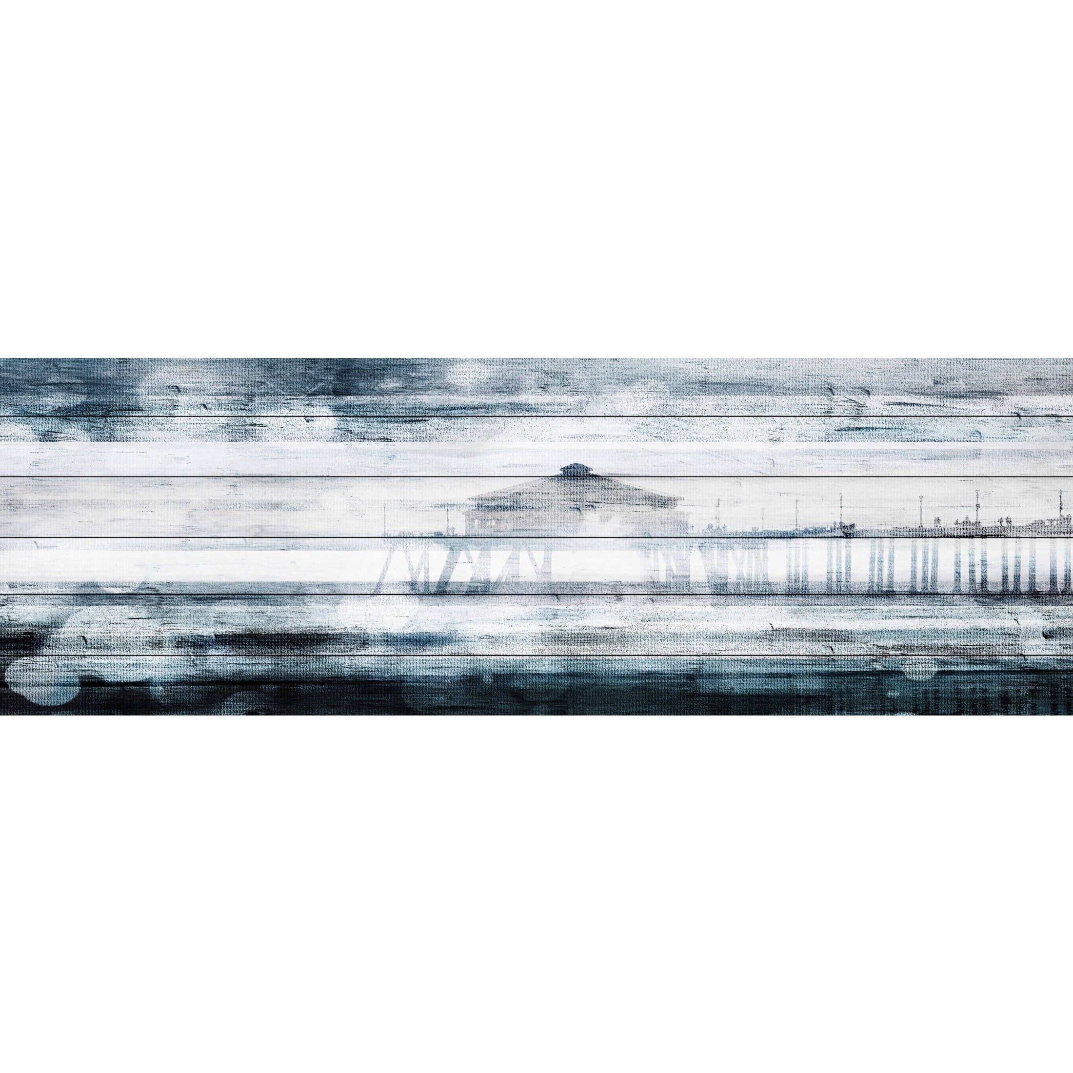 Parvez Taj "Waterspotted Pier" Print on White Wood