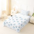 thumbnail image 5 of jejeloiu Blue Seashell Bow Twin Sheets For Girls,Coastal Pattern Bedding,Blue White,3pcs,1 Fitted Sheet and 1 Pillowcase, 5 of 6