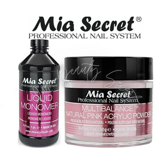 Mia Secret Liquid Monomer 16 oz and Natural Pink Powder 1 oz
