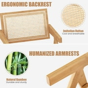 Costway Set of 2 Rattan Accent Chairs Mid Century Dining Armchair Bamboo Frame Kitchen Natural