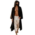 thumbnail image 2 of HuangHuanChen Mens Renaissance Shawl Cape Medieval Samurai Cloak Warrior Ren Faire Men's Oversized Hooded Coat Halloween Cape Men Shawl Collar Lightweight Open Front Drape Kimono Cardigan Black L, 2 of 4
