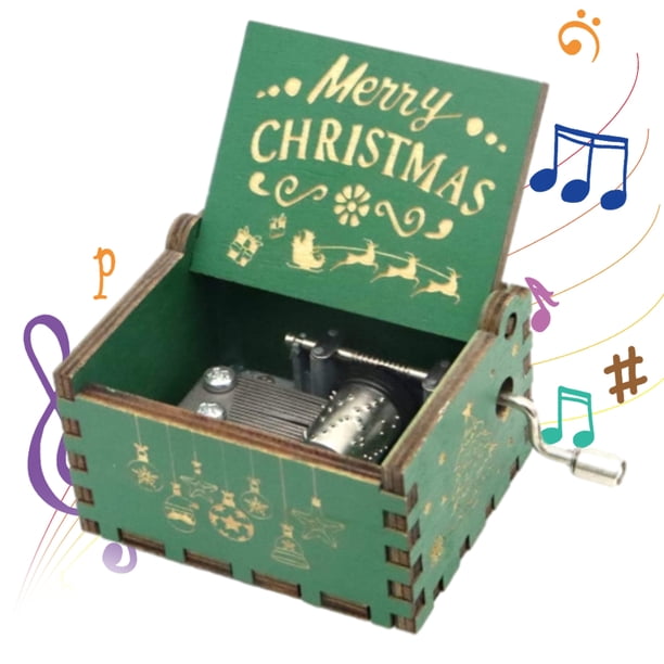 Caja De Música De Madera De Navidad Cajas Musicales Grabadas Vintage De Madera Caja De Melodía De Feliz Navidad Única Y Linda Regalos seitruly HA038739-00