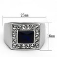 thumbnail image 2 of Luxe Jewelry Designs Men's Stainless Steel Ring with Square Montana Synthetic Glass Stone - Size 13, 2 of 4