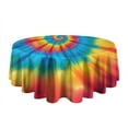 thumbnail image 5 of Colorful Tie Dye Mandala Pattern Round Tablecloth 60"x60",Wrinkle Wipeable Table Cloth for Kitchen Dining Room Picnic Patio Party, 5 of 6