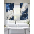 thumbnail image 5 of Marble Navy Blue Sheer Curtains 45 Inch Length 2 Panels Set for Living Room/Bedroom, Abstract Gold White Brick Stone Motif Curtain Sheers Drapes Rod Pocket Curtains Window Treatment Set 52''x45''x2, 5 of 7