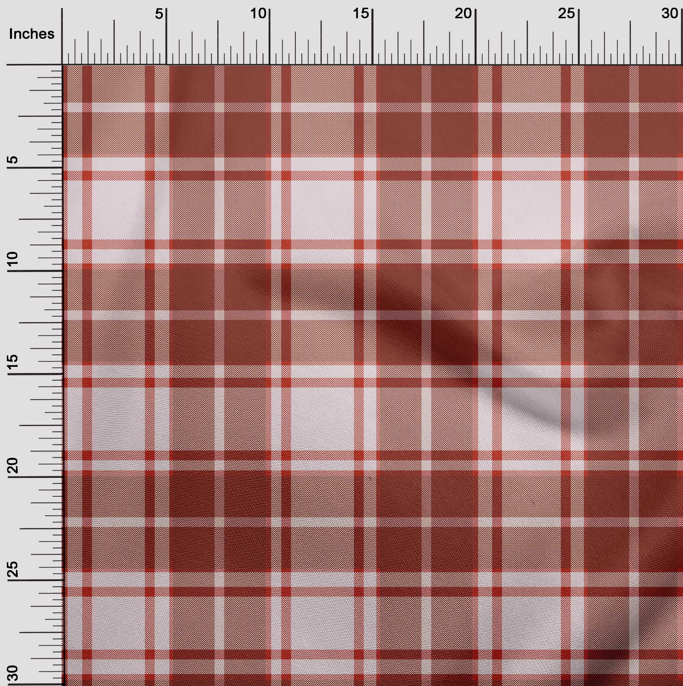 oneOone Cotton Cambric Maroon Fabric Check Plaid Craft Projects Decor Fabric Printed By The Yard 42 Inch Wide
