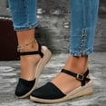 thumbnail image 2 of Women Espadrilles Wedge Sandals Closed Pointed Toe Casual Walking Sandal Ladies Slingback Ankle Strap Low Heel Shoes Black 6, 2 of 7