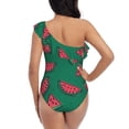 thumbnail image 5 of Pofeuu Watermelon Print Women's One Piece Swimsuits One Shoulder Swimwear Asymmetric Ruffle Monokinis Bathing Suits-Medium, 5 of 6