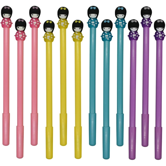 16 PCS Japanese Doll Gel Pens Cute Cartoon Kimono Girl Pen Small Fresh Black Ink for Girls Students Women
