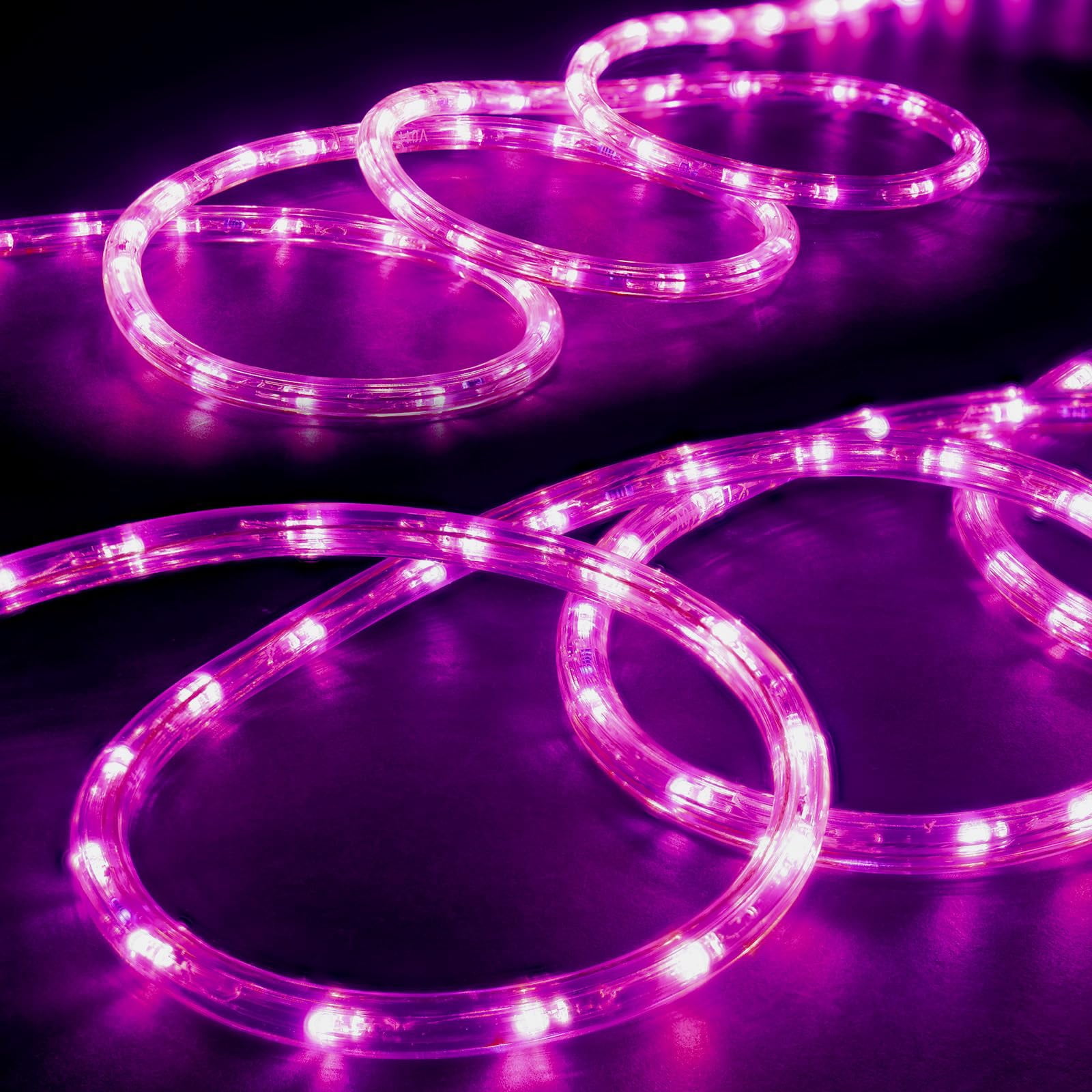 West Ivory Dense 381LEDs, 50ft Pink Outside LED Rope Light, 8 Modes, Connectable Outdoor Permanent Waterproof Accent Exterior Lighting, Clear Case, Holiday, Backyard Patio, Home Garden, Decorative