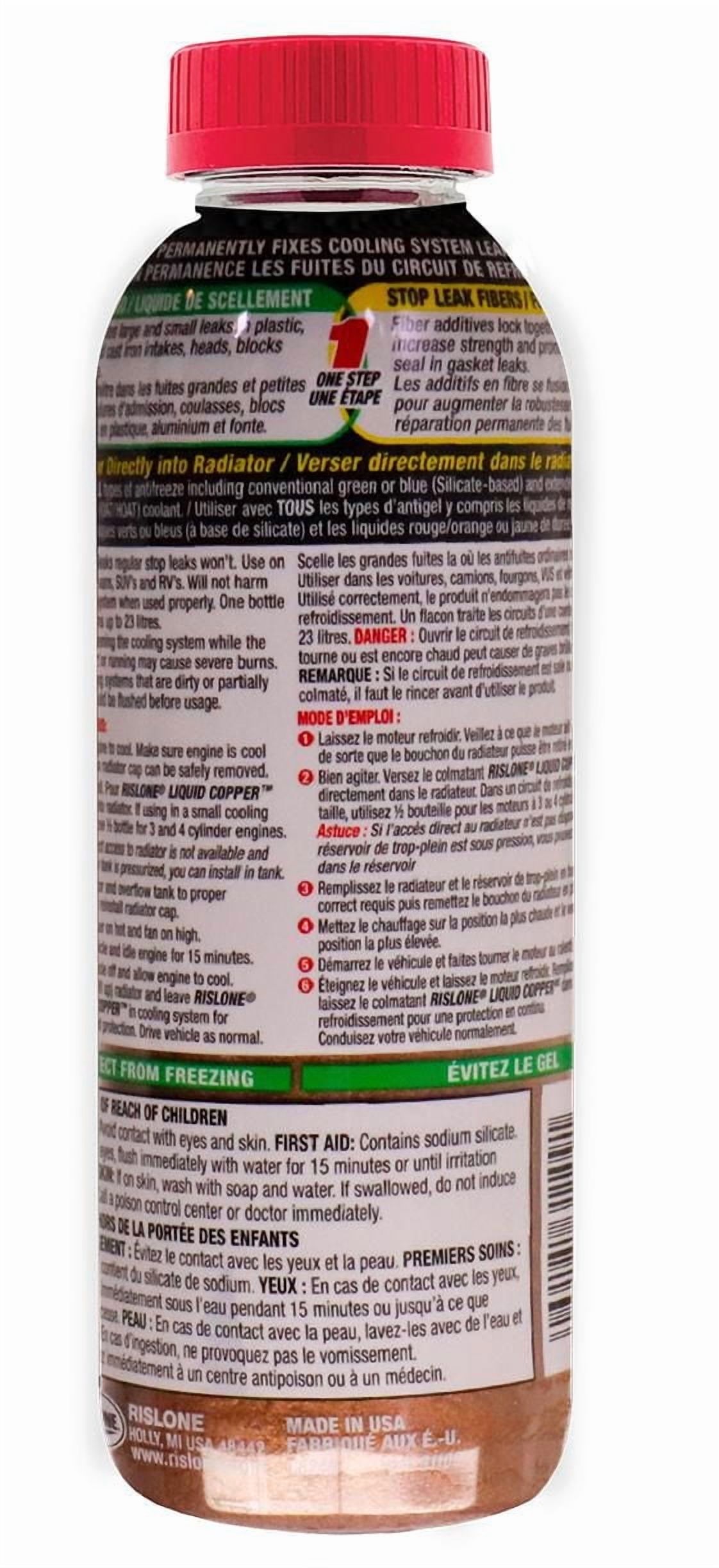 Rislone Block Seal Liquide Cuivre Admission & Radiateur Arrêt Fuite Répare les fuites radiateurs