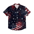 thumbnail image 5 of Hogleaql Men's 4th Of July Shirt 4th Of July American Flag Print Short Sleeve Patriotic Shirt Collared Button Dressy Hawaiian Workout Shirts for Men Royal Blue 3XL, 5 of 6