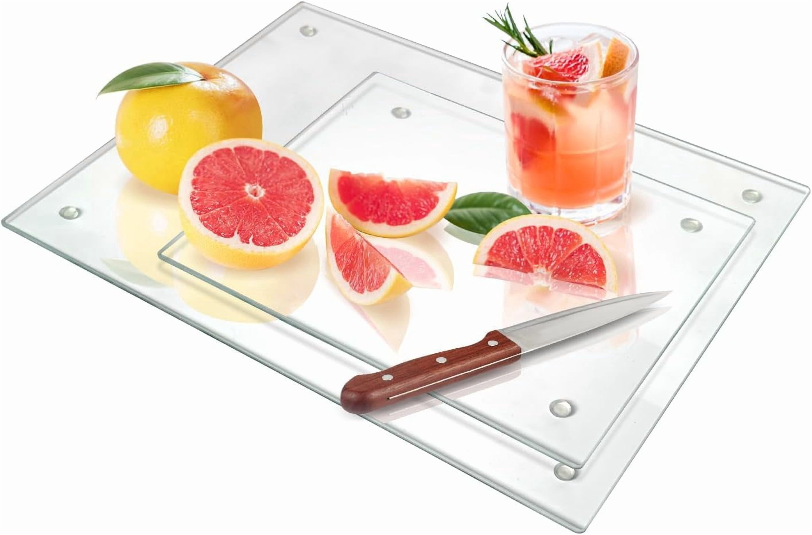 Tempered Glass Cutting Board Set - Black Glass Board, Dishwasher Safe, Scratch & Heat Resistant, Non-Slip, 16x12 & 12x8 Inches