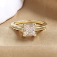 thumbnail image 4 of Womens Square Four-Claw Simulated Diamond Ring, Simple Fashion Copper Geometric Ring for Women, 4 of 8