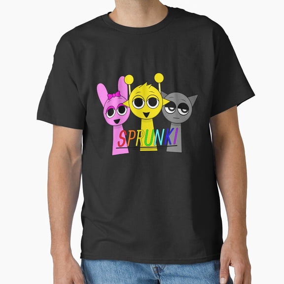 Sprunki Main Characters Group Cute Cartoon Art Unisex T-Shirt, up to size 5XL