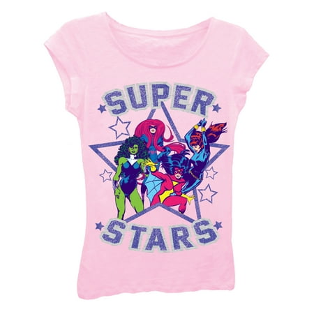 Girls' Woman Superheroes 'Super Stars' Short Sleeve Graphic T-Shirt