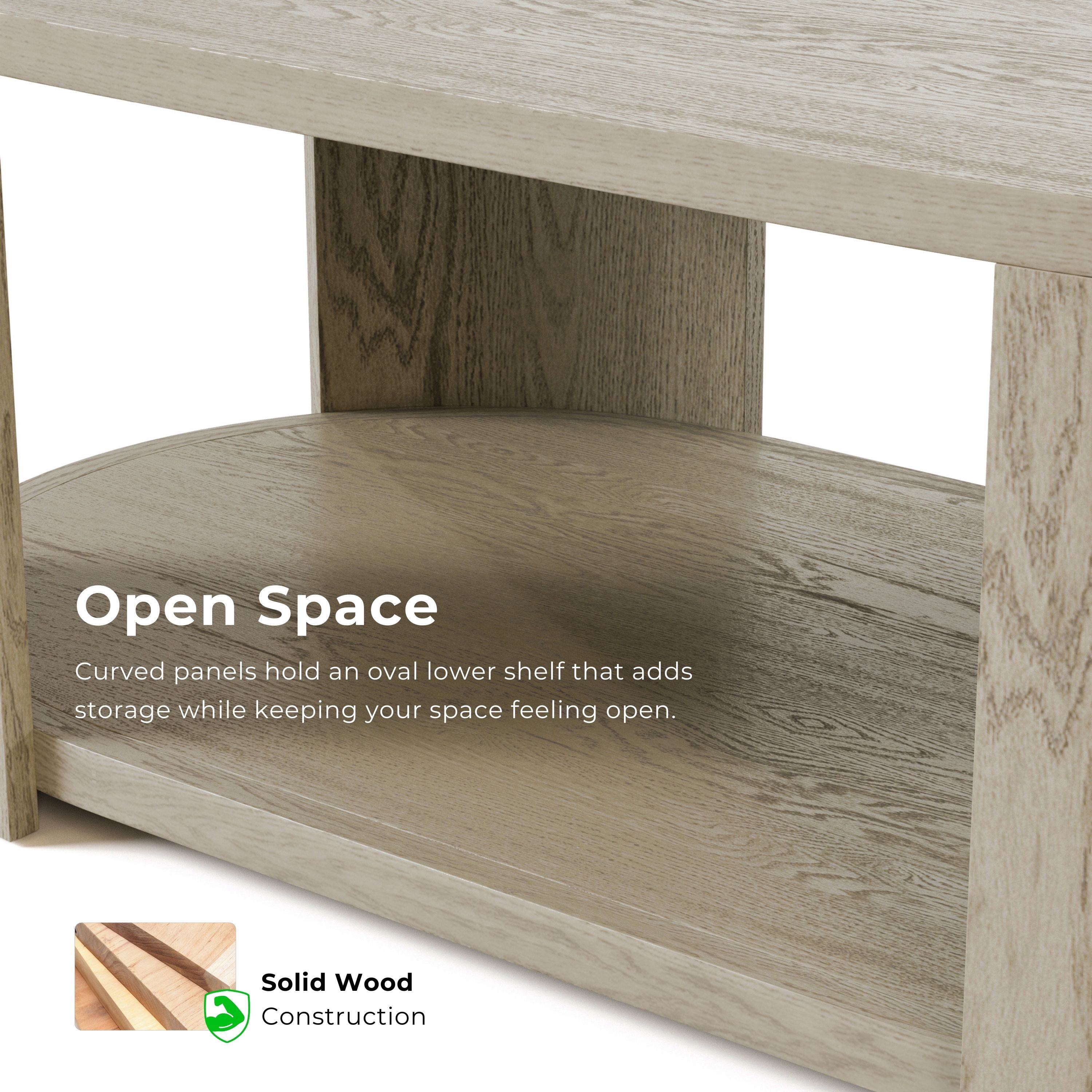 Furniture of America Cheri Modern Oval Solid Wood Indoor Coffee Table with 1-Shelf and Casters, Oak