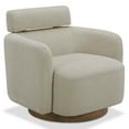 thumbnail image 4 of CHITA Modern Swivel Accent Barrel Chairs with Adjustable Backrest, Living Room Foam Armchairs, Fabric & Wood, Cream White, 4 of 13