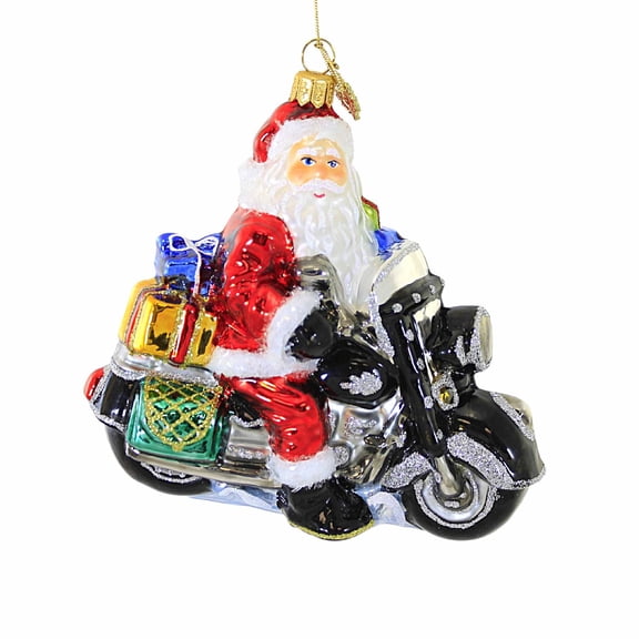 Huras Family 5.00In Open Road Santa, Glass, Ornament Motorcycle Biker Hf411